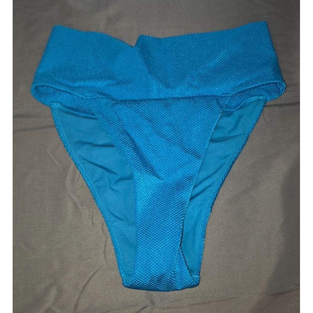 Aerie High Cut Cheeky Blue Swim Bathing Suit Bottom Texture New $29.95 Small S